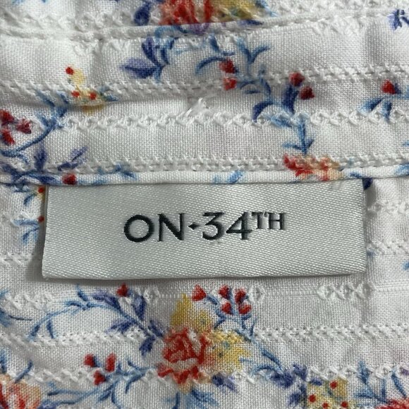 On 34th Womens Shirt Plus Size 2X Floral Print Long Sleeves Shadow Stripe Woven - Picture 8 of 10